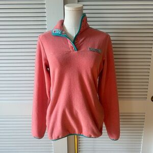 Coral Pullover Fleece with Teal Accents